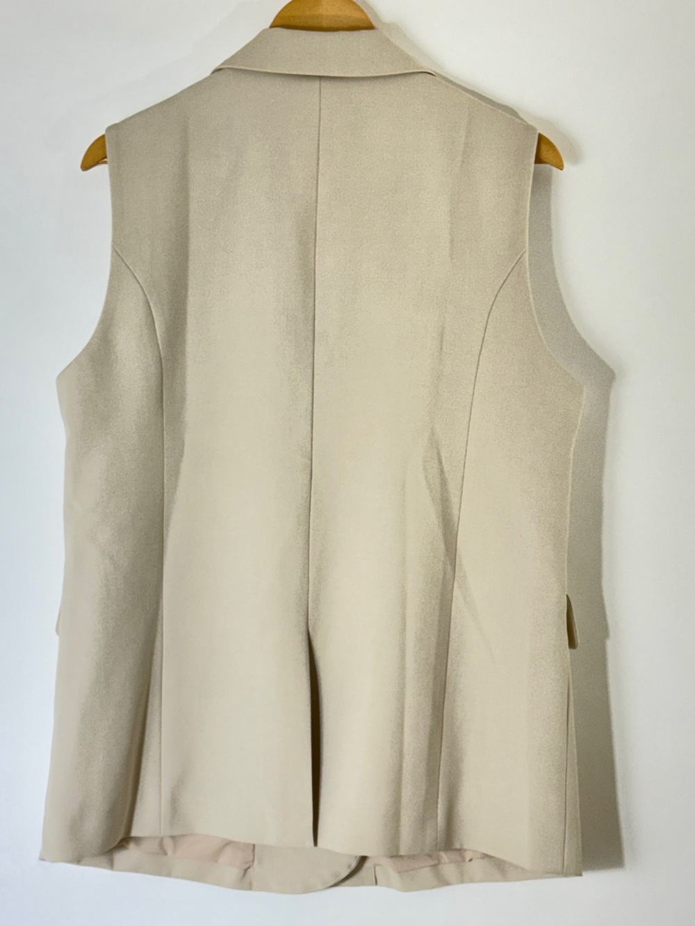 Oversized Cream Sleeveless Blazer Vest Women’s Longline Layering - Picture 4 of 6